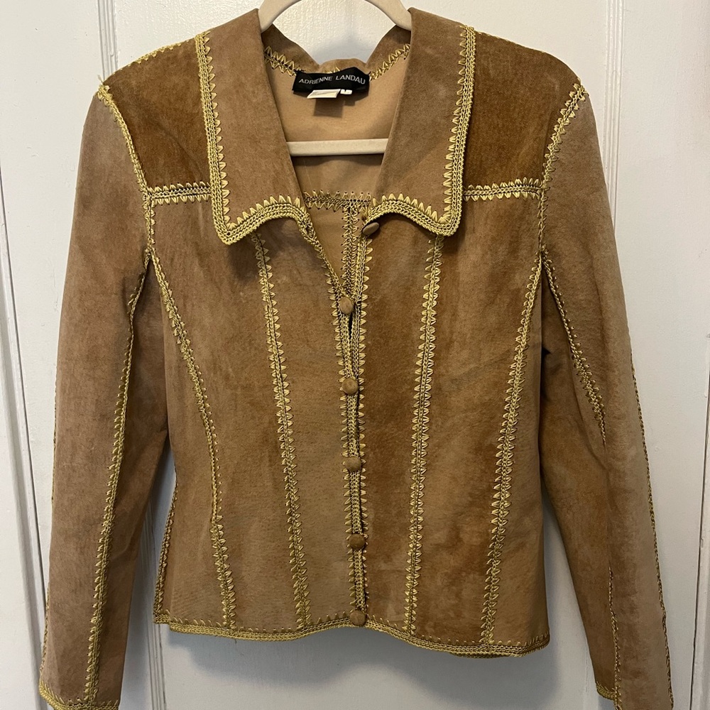 VTG Adrienne Landau suede/embroidered jacket s L